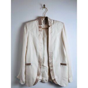 Haute Hippie Womens Cream Silk Tuxedo Blazer Silk Ivory 6
